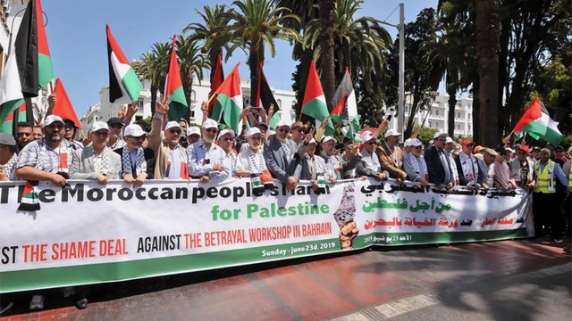 مسيرة شعبية بالرباط لنصرة فلسطين ورفض ورشة البحرين