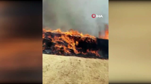 Saman balyaları alev alev yandı