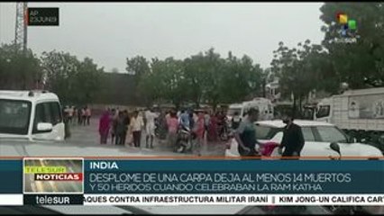 Desplome de carpa en India causa 14 muertos y 50 heridos