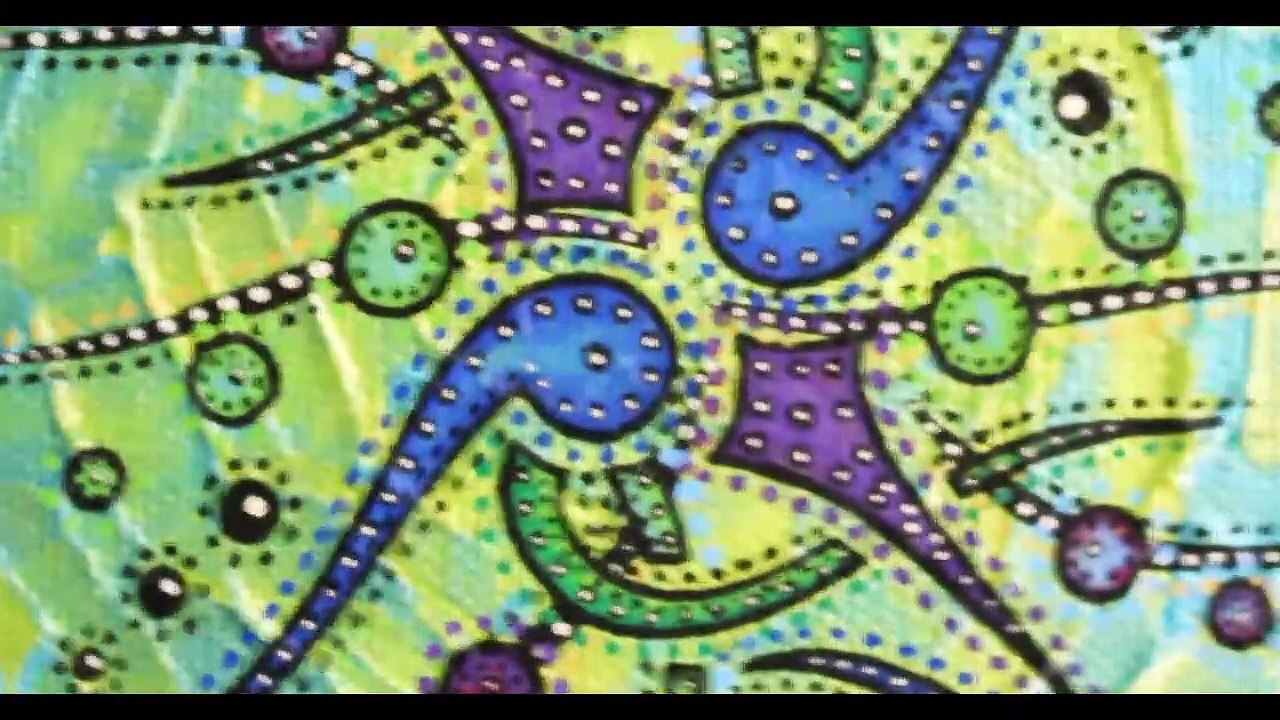 Tableau contemporain : Sens du mouvement bleu vert.