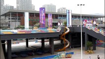 32-foot-high spiral slide has been built at Chongqing train station