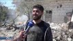 جرحى مدنيون بقصف براميل متفجرة على بلدة حزارين جنوب إدلب - سوريا
