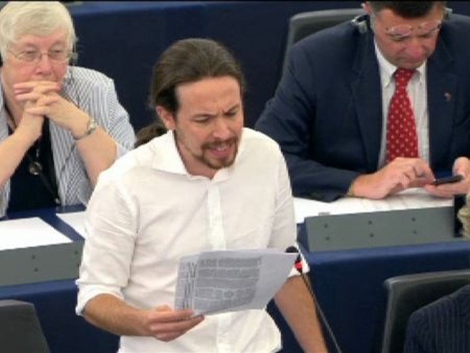 Pablo Iglesias alerta sobre el "secuestro de la democracia" en su discurso en el Parlamento europeo