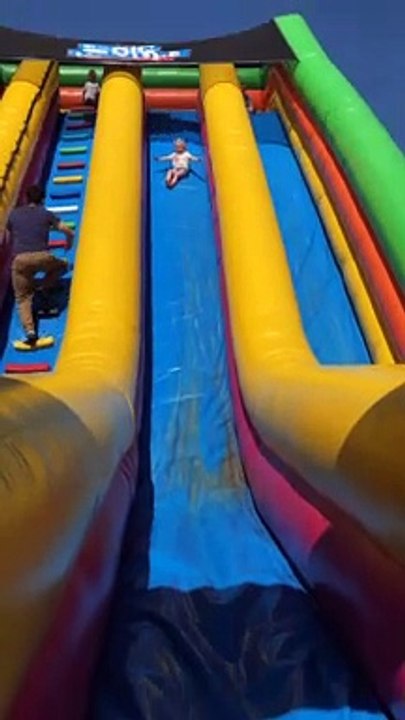 Daughter on Slide Takes a Dive
