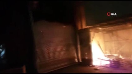 Palet imalathanesindeki konteynerler alev alev böyle yandı