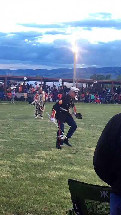 Marine Performs Dance with Native Americans