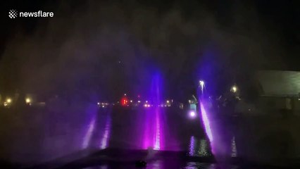 Stunning holographic humpback whale projected onto Liverpool fountain