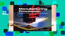 [NEW RELEASES]  Manufacturing Processes: Materials, Productivity, and Lean Strategies