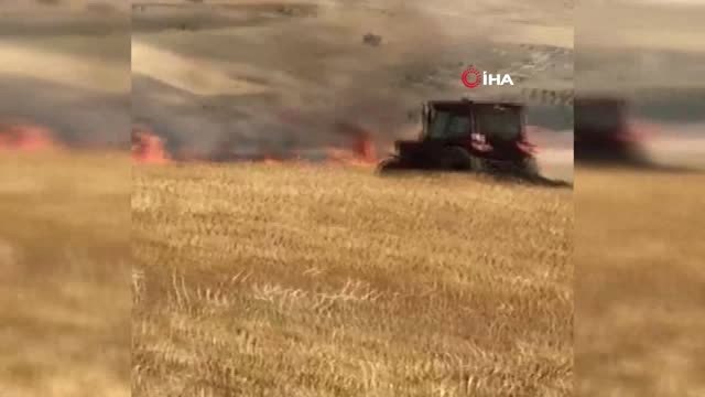 300 dönüm tarım hububat arazisi böyle yandı