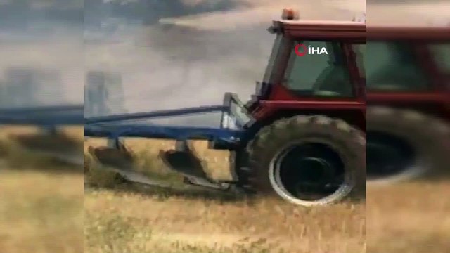 300 dönüm tarım hububat arazisi böyle yandı