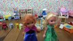 Elsa and Anna toddlers with pregnant Mal go shopping for her baby in Barbie's shop