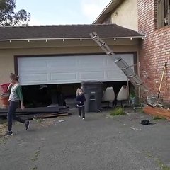 Little Child Out Runs Falling Ladder