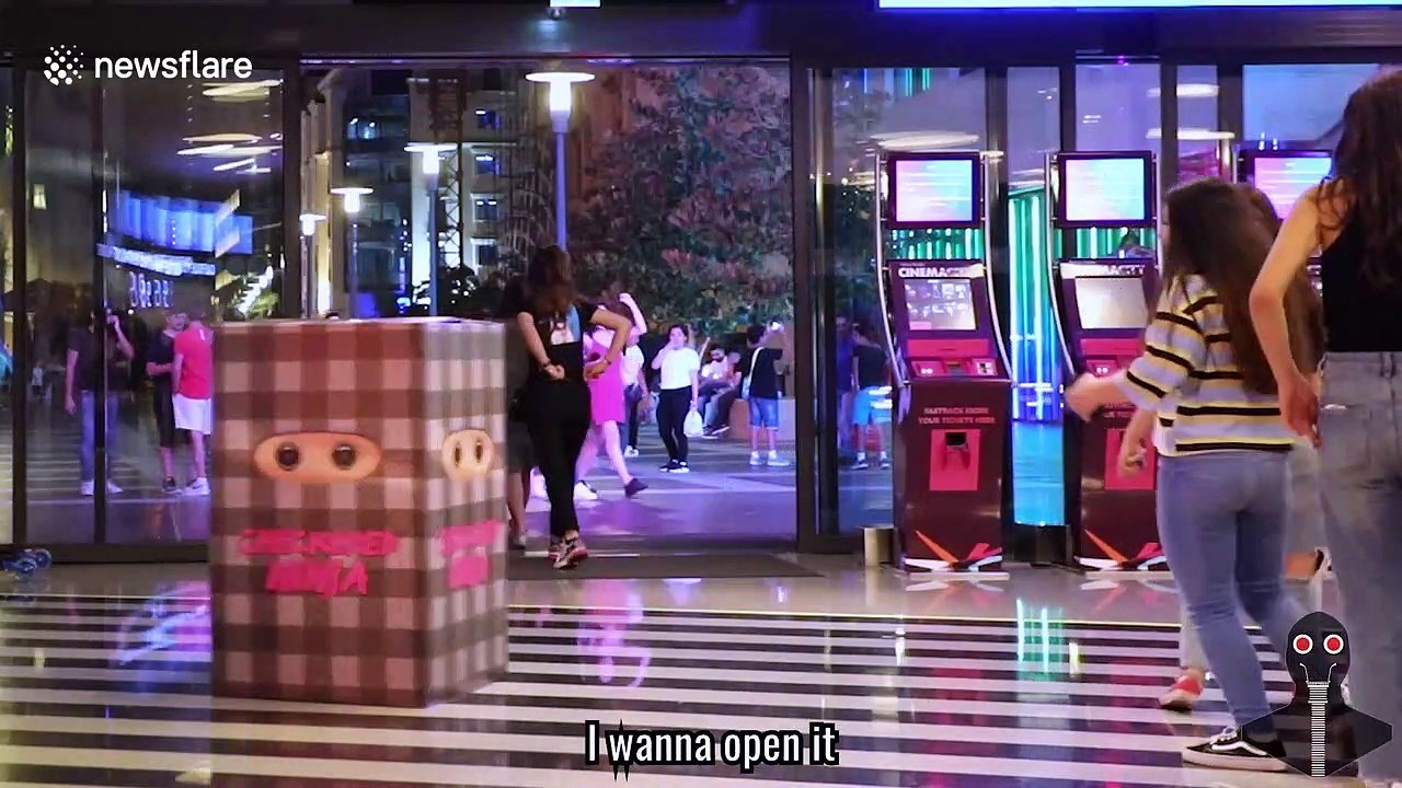 Sneaky ninja box prank hilariously frightens Beirut shoppers
