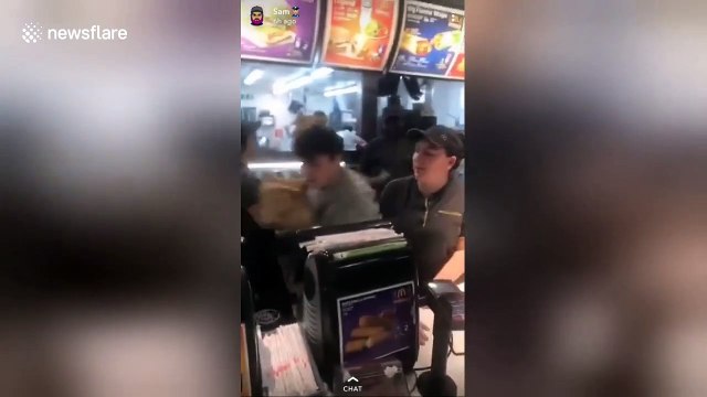 Fast food too slow: UK man hurdles McDonald's counter to grab food, then falls trying to escape
