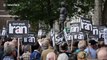 Activists protest outside Downing Street in London against any possible war with Iran