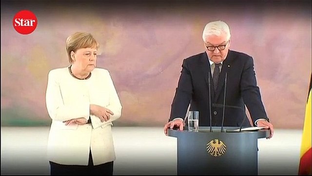 Almanya Başbakanı Angela Merkel yine titrerken görüntülendi
