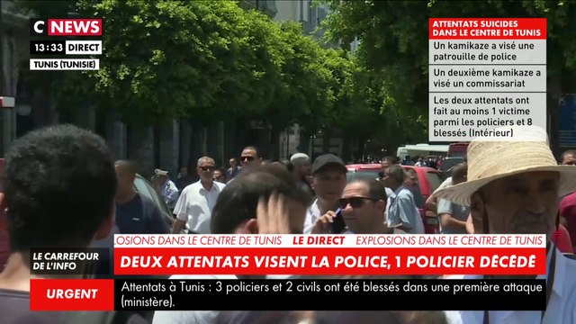 Double attentat à Tunis : au-moins 1 mort et 8 blessés