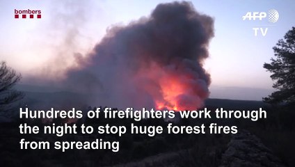 Forest fire rages in eastern Spain