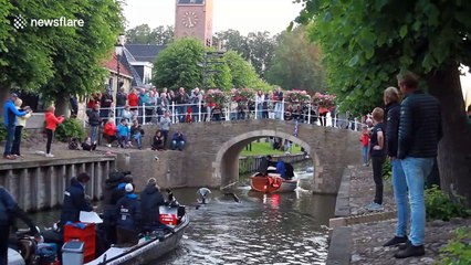Olympic swimmer completes 196-kilometre course across the Netherlands for cancer research