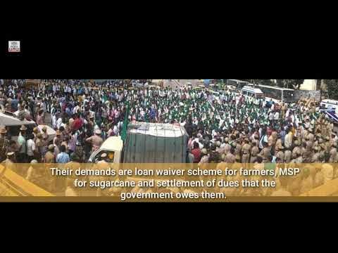 WATCH | Sugarcane farmers protest at Bengaluru's Freedom Park