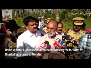 Union Minister Alphons Kannanthanam visits Nilakkal camp at Sabarimala