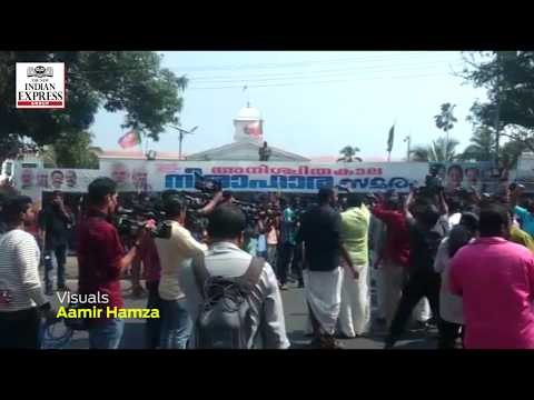 Yuva Morcha protests over entry of two women in Sabarimala temple