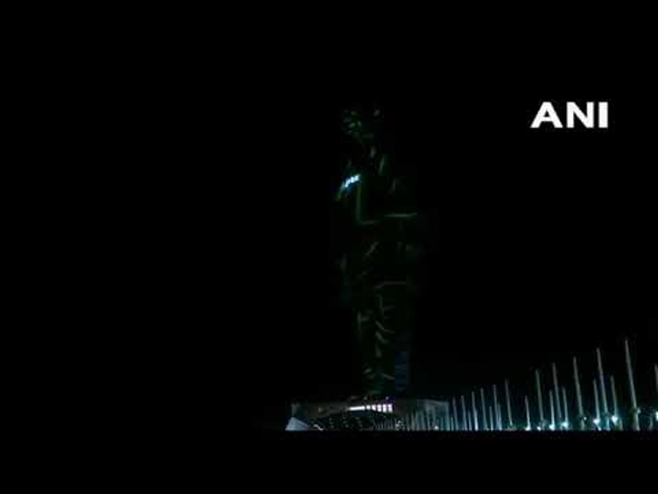 Laser light show at StatueOfUnity of Sardar Vallabhbhai Patel
