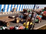 Protesting farmers on tractors blocking traffic on Mekhri circle in Bengaluru