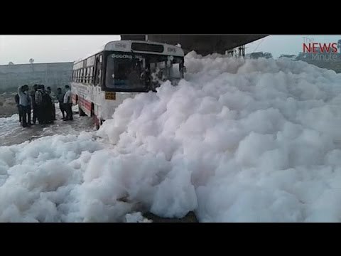 Not just Bengaluru lakes: Watch toxic froth from Hyderabad's Musi river almost engulf a bus