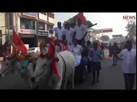 From bus to bullock cart: DYFI members protest TN fare hike