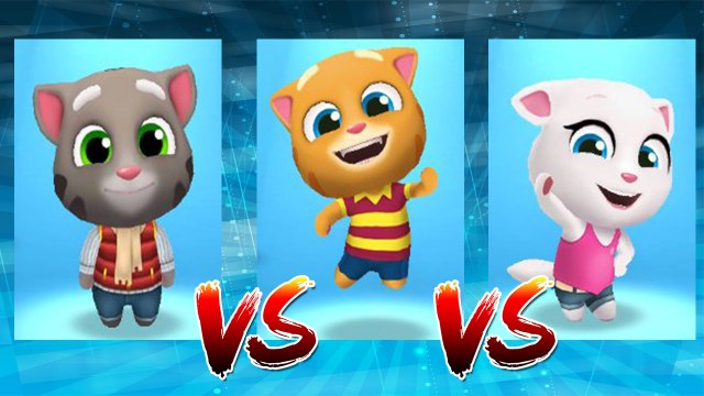 Frosty Tom vs My Talking Ginger vs My Talking Angela — Talking Tom Gold Run — Cute Puppy and Cats
