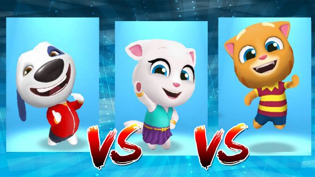 My Talking Hank vs Neon Angela vs My Talking Ginger — Talking Tom Gold Run — Cute Puppy and Cats