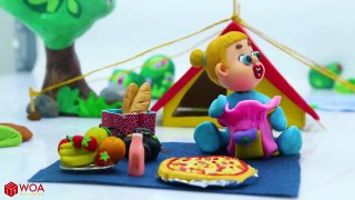 LUKA BABY MEETS T REX DINOSAUR IN JURASSIC WORLD  Play Doh Cartoons For Kids