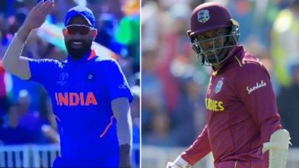 World Cup 2019 : Mohammad Shami mock Sheldon Cottrell's Salute Celebration | वनइंडिया हिंदी