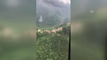 Araklı'daki sel - Havadan helikopter ile inceleme
