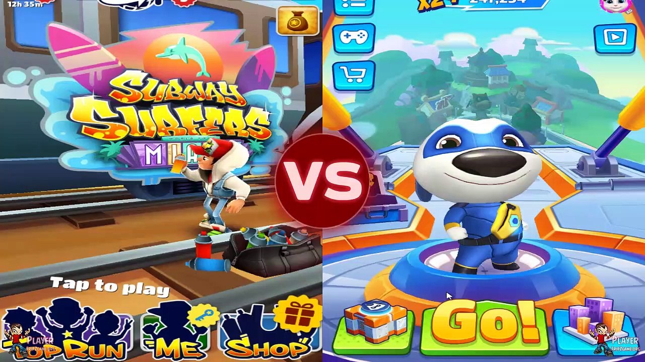 Subway Surfers Miami 2019 vs Talking Tom Gold Run Jake Dark Outfit Talking Tom Android iOS Gameplay