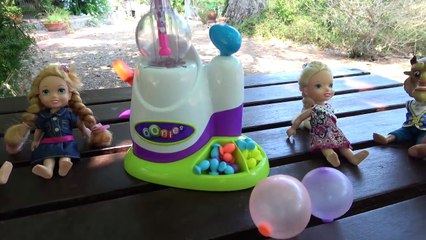 Elsa and Anna toddlers fun in the swimming pool