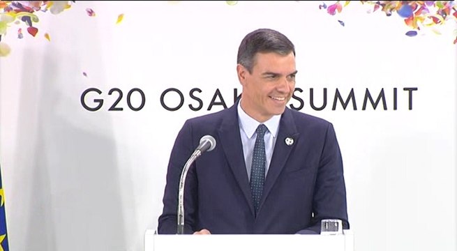 Sánchez comparece ante los medios en Osaka (Japón)