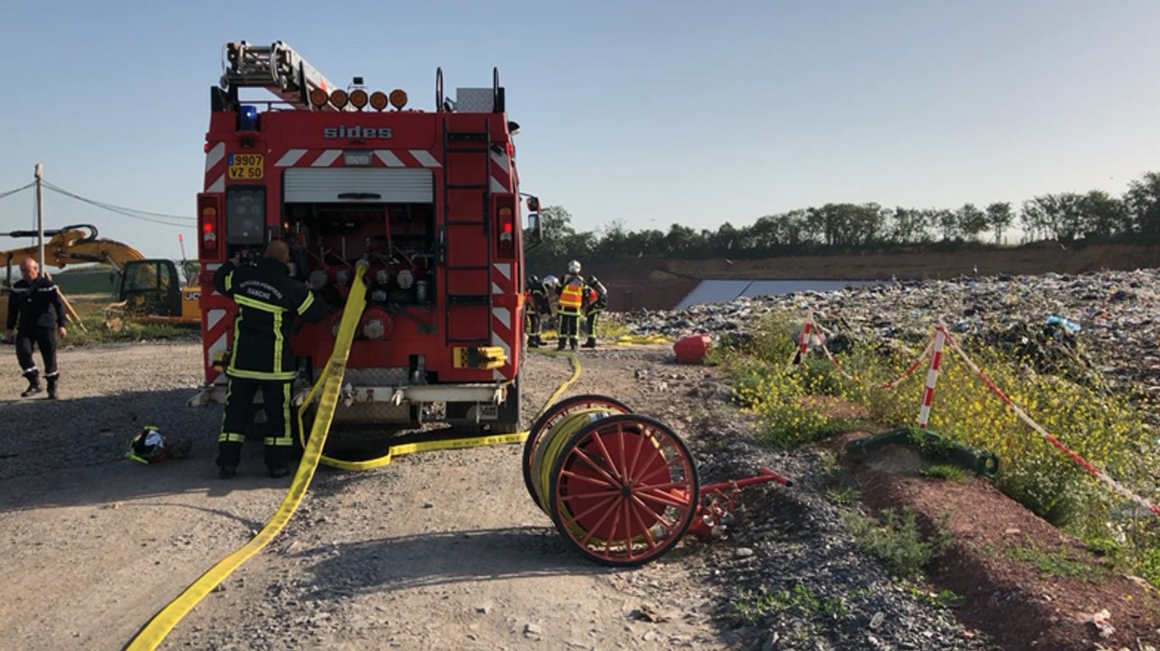 Entraînement des pompiers au centre d’enfouissement des déchets