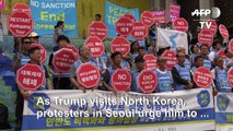 South Koreans hold rallies as Trump visits Korean Peninsula