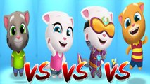 My Talking Tom vs My Talking Angela vs Cyber Angela vs My Talking Ginger — Talking Tom Gold Run — Cute Puppy and Cats