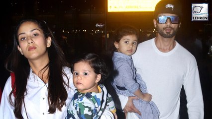 Télécharger la video: Shahid And Mira Along With Son Zain And Daughter Misha Kapoor Return From Holiday