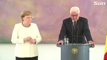 Merkel është sëmurë? Kancelarja, sërish dridhje të forta gjatë  një ceremonie