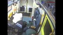 Shocking footage shows violent attack on paramedics in back of ambulance