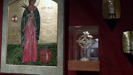 5 Fatima Pilgrimage walk across USA   # Rainy Sunday in Tent  in the  Woods at, St Odilia Shrine, Onamia
