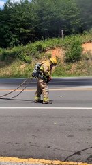 Truck Engulfed in Flames Rolls into Fire Truck