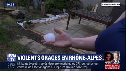 Download Video: Les images des orages, d'impressionnants grêlons et d'importants dégâts en Auvergne-Rhône-Alpes