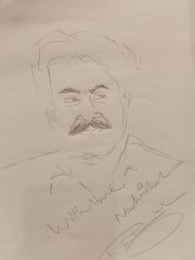 അമ്മ മീറ്റിംഗിനിടയില്‍ ഒരു മിനിറ്റ് കൊണ്ട് ലാലേട്ടനെ വരച്ച വിരുതന്‍