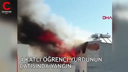 4 katlı öğrenci yurdunun çatısında yangın
