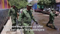 Mexican army helps clean Guadalajara streets after freak hail storm